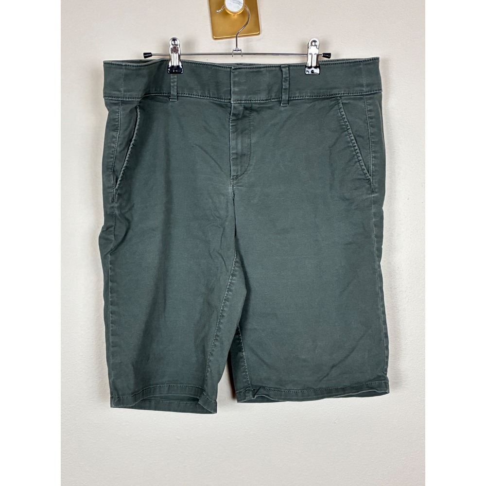 LOFT Riviera Shorts Womens Size 12 Dark Olive Green Chino Cotton‎ Stretch (B2)